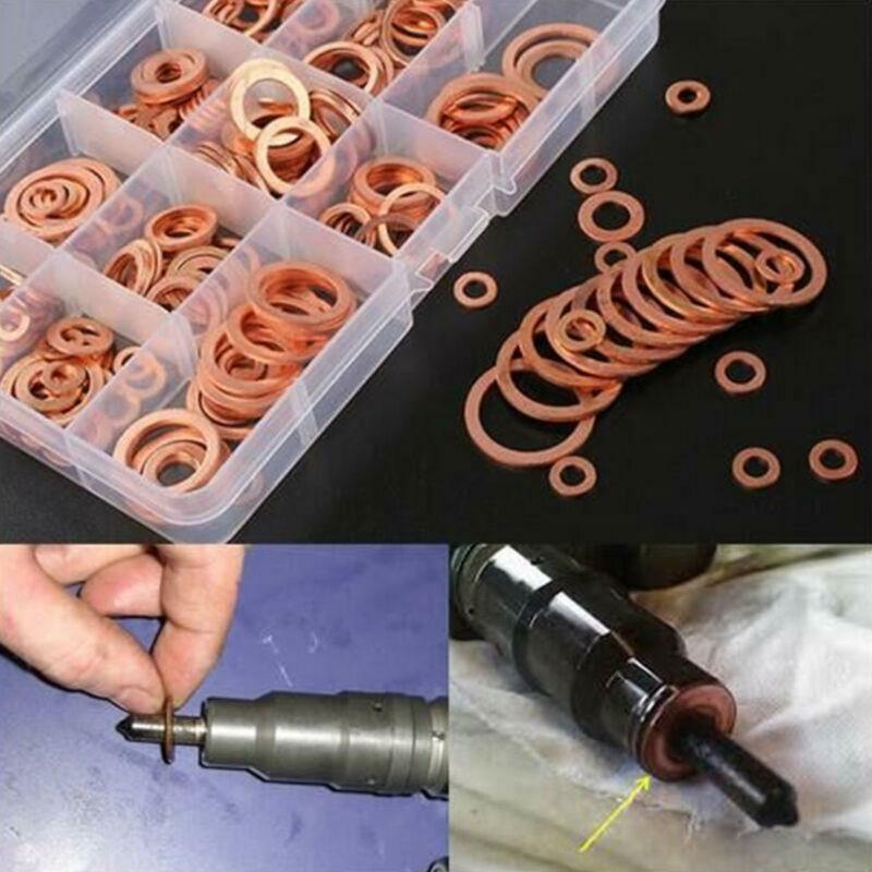 280pcs 12 Sizes Assorted Solid Crush Copper Washer Sump Plug Banjo Bolt Tap Box