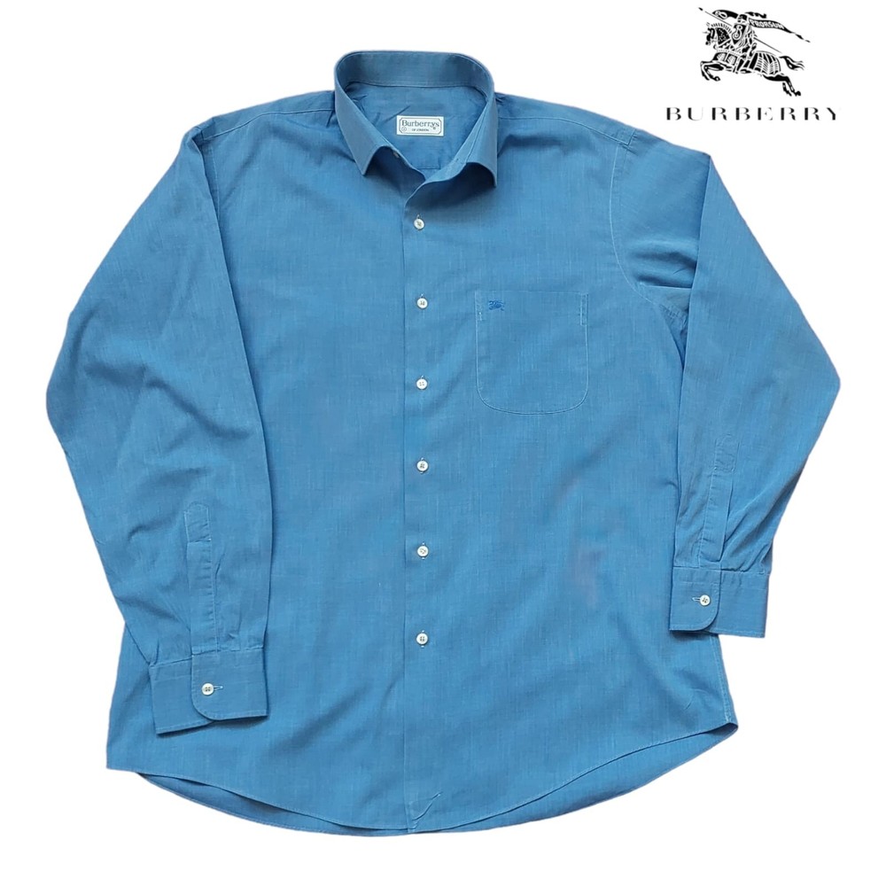 Burberry Men's Long Sleeve Dress Shirt in Bleu Size XL Casual Button Down