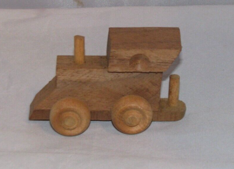 Vintage Unpainted Wooden Toy Train Engine - 4x2.25 Inch Craft Project