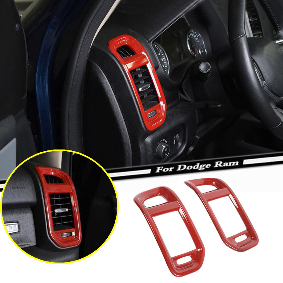 2019-2024 Dodge RAM 1500 ABS Red Center Console Air Vent Trim Cover - 2 Pack