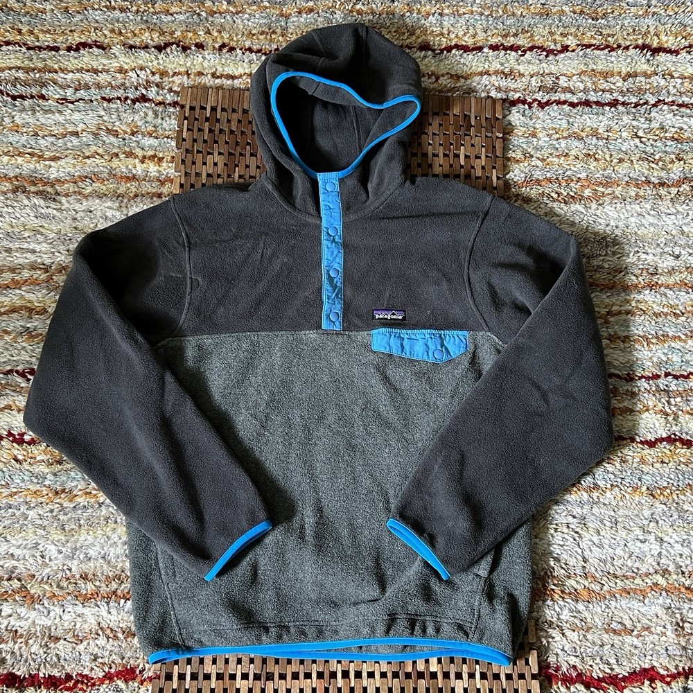 Patagonia Synchilla Snap-T Fleece Hoodie Blue Grey Mens Medium M