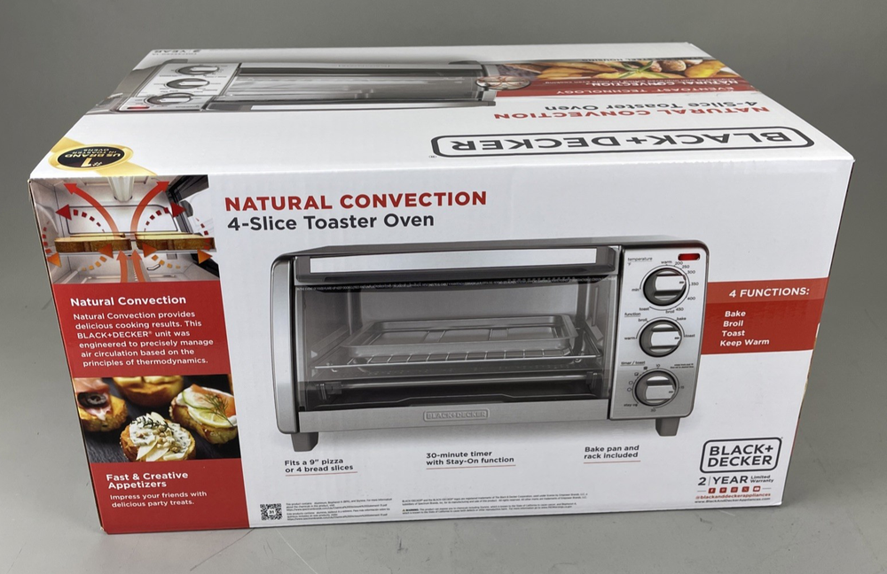BLACK + DECKER 4 Slice Toaster Oven Natural Conv - TO1745SSG-1A Stainless Steel