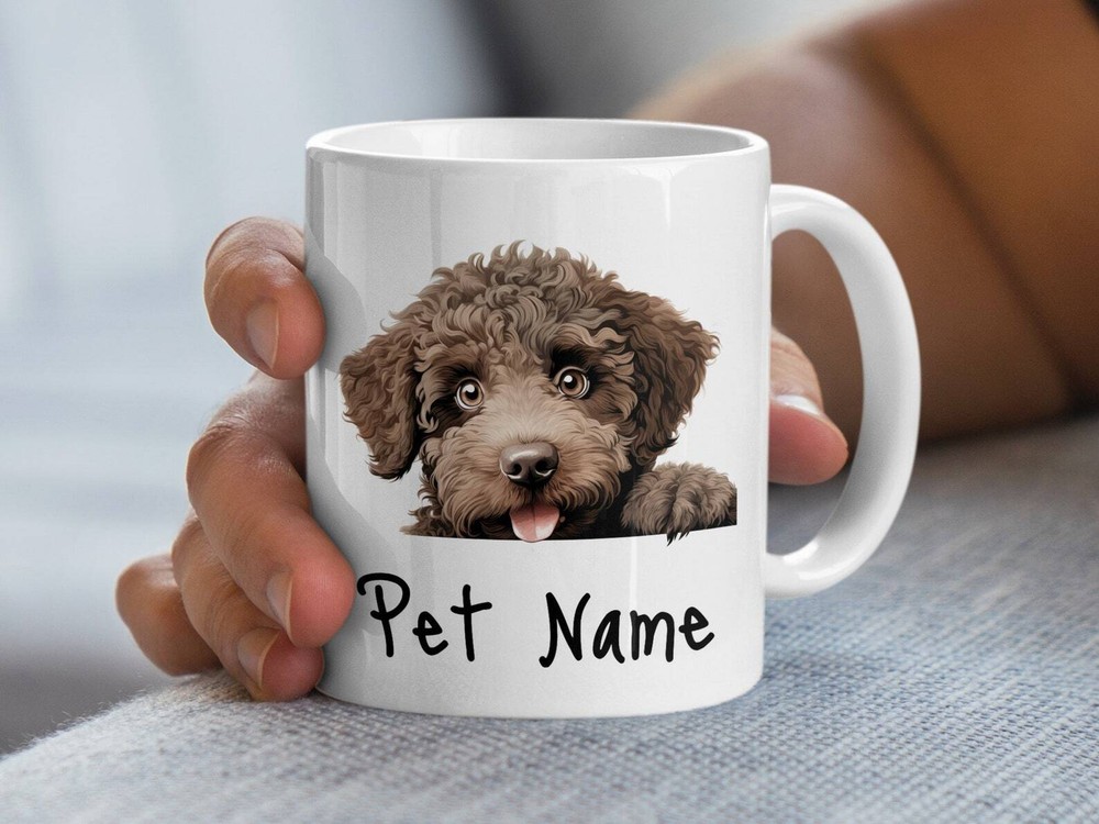 Custom Dog Mug Adorable Brown Puppy Coffee Cup Personalized Pet Name Gift Animal
