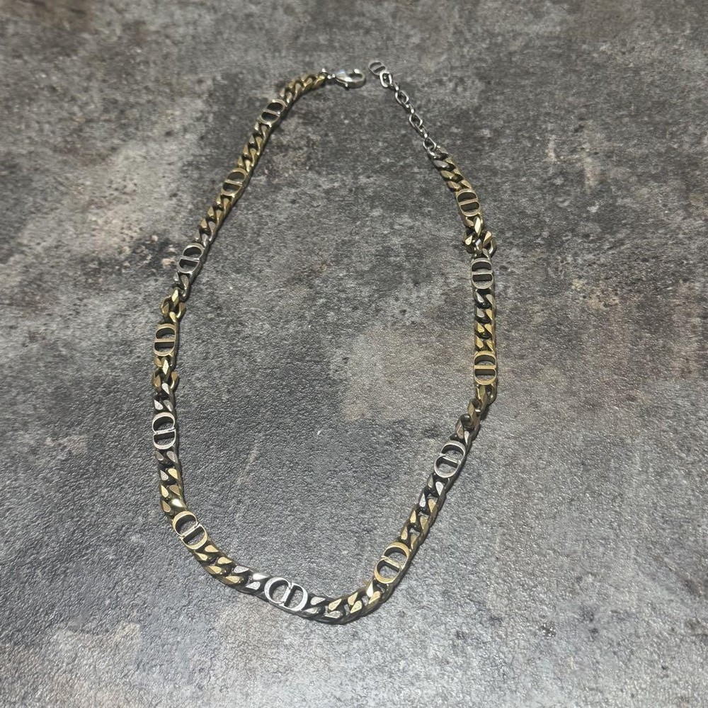 Dior Gold and Silver Chain Necklace Elegant Layered Design