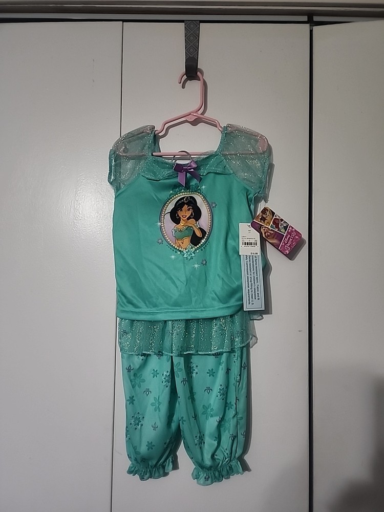 Green Disney Princess Jasmine Pajamas Size 2T