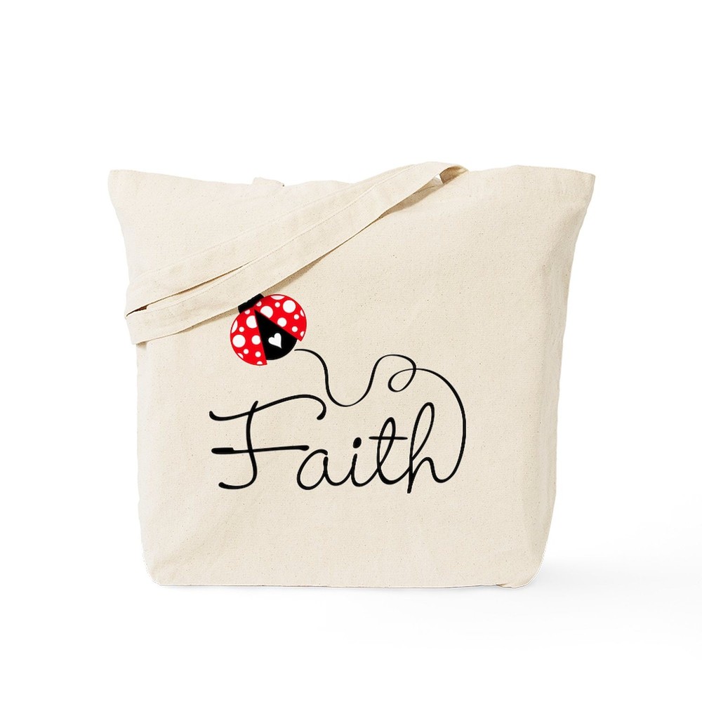 CafePress Ladybug Faith Natural Canvas Tote Bag, Cloth Shopping Bag (411817655)