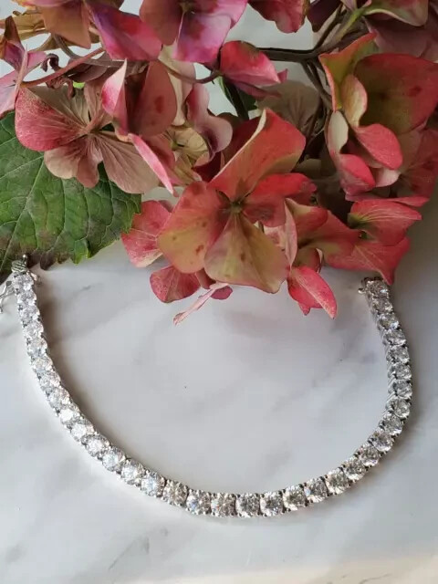 12Ct Round 5mm Lab Created Diamond WomensTennis Bracelet 14k Wh Gold Plated 7.5