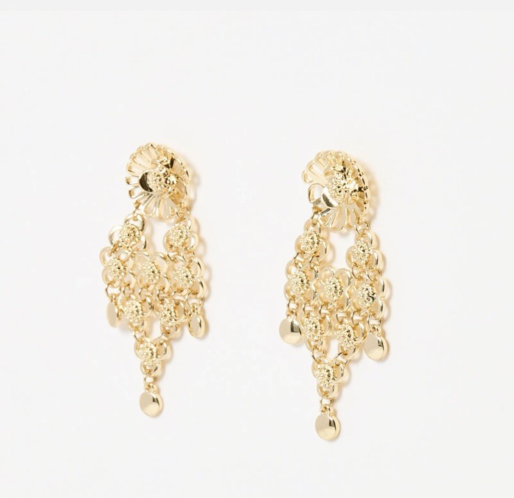 OLIVER BONAS Konna Textured Gold Tone Statement Drop Earrings for Women