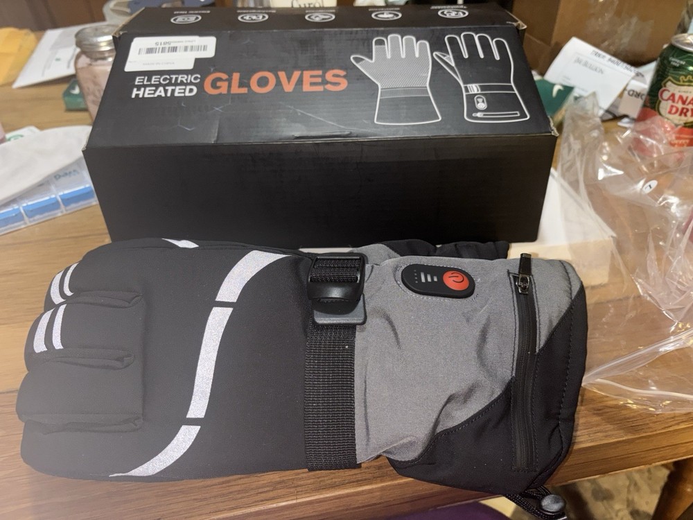 Electric Heated Gloves Black Gray Winter Sports Ski Snowboard Very Warm