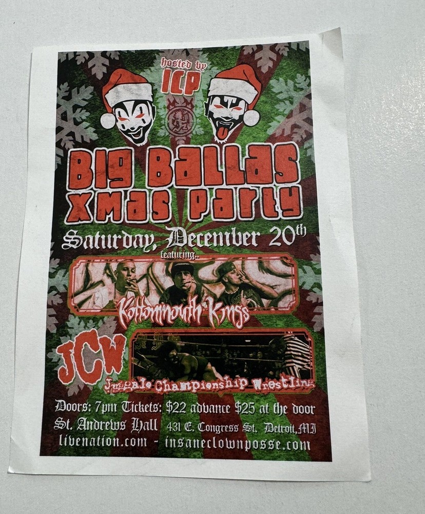 Insane Clown Posse - Box Ballas Xmas Concert Small Flyer 4.25x5.5” ICP KMK party
