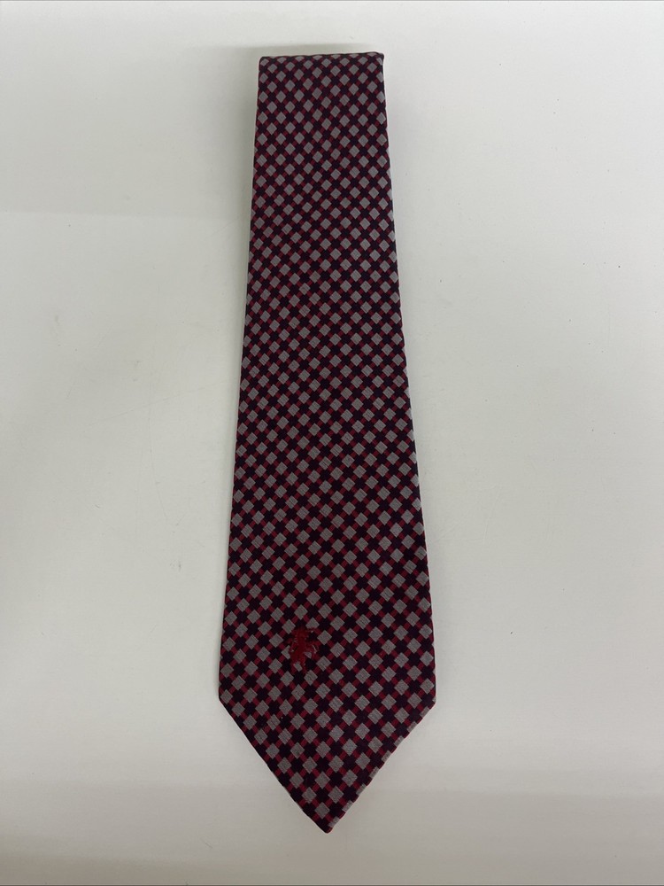 Vintage Bronzini All Silk Tie Burgundy Geometric