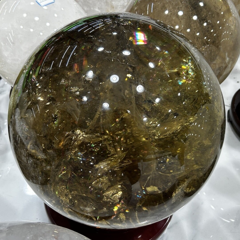 130lb Rare Natural Rainbow Citrine Quartz Sphere Crystal Ball for Reiki Energy Healing and Balancing