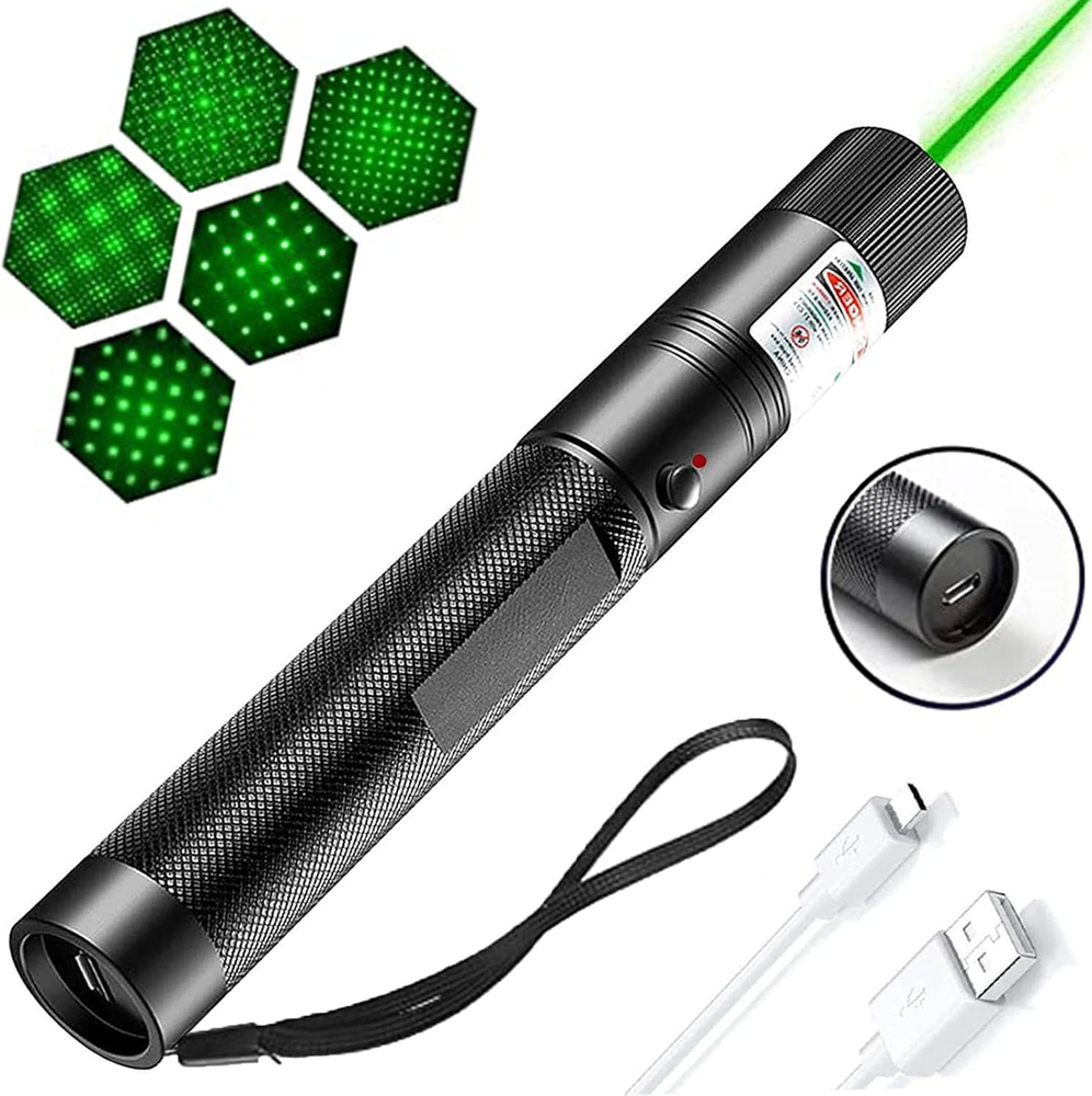Long Range Green Laser Pointer Flashlight Beam with USB Rechargeable Flashlight,