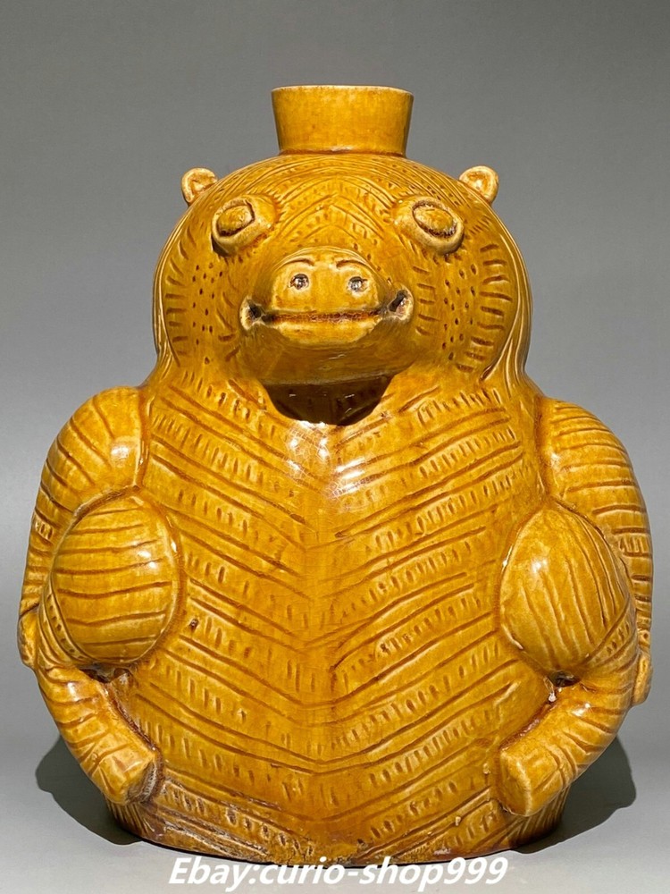 10.2-Inch Yellow Glaze Porcelain Feng Shui Pig Statue from the Old China Dynasty, Perfect for Home Decoration and Positive Energy