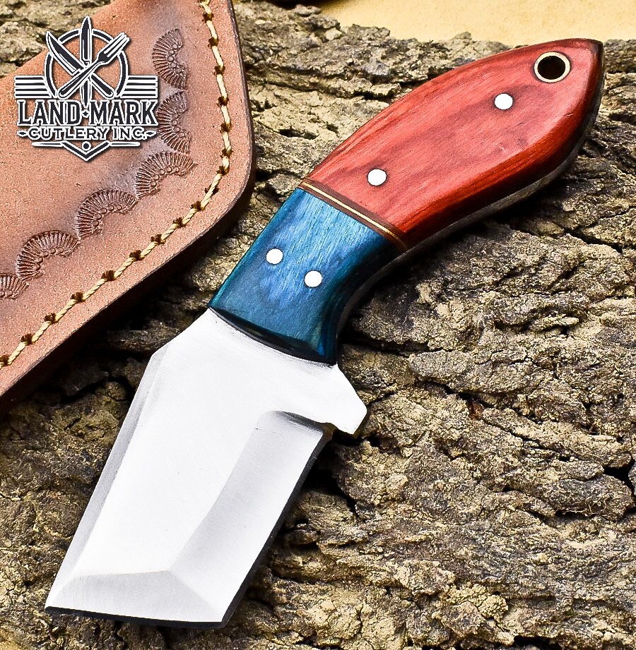 D2 Steel Mini Tanto Hunting Knife with Pakka Wood Handle