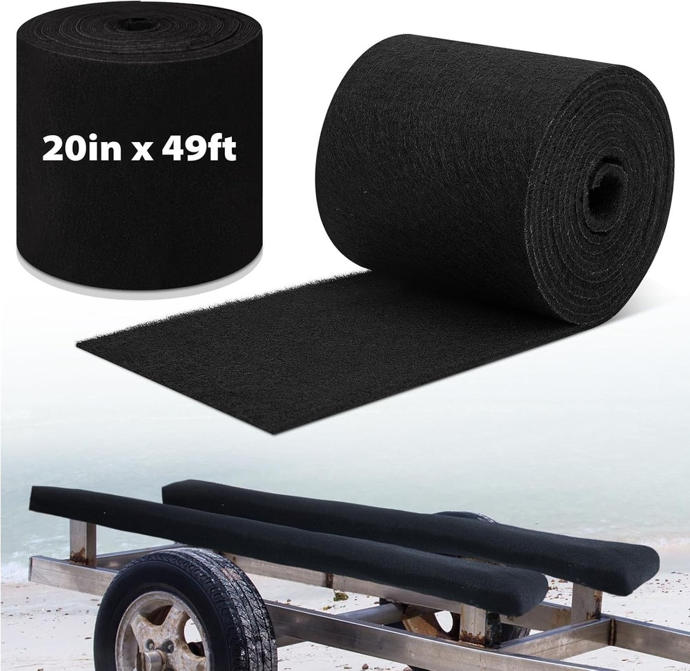Timgle 20x49ft Black Polyester Marine Boat Trailer Bunk Carpet