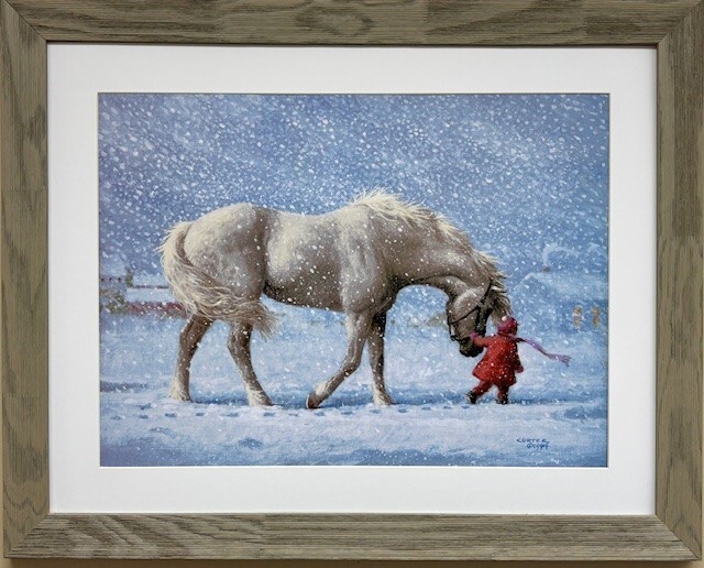 James Cortez Kindred Spirits Custom Framed Snow Horse Christmas Art for Kids