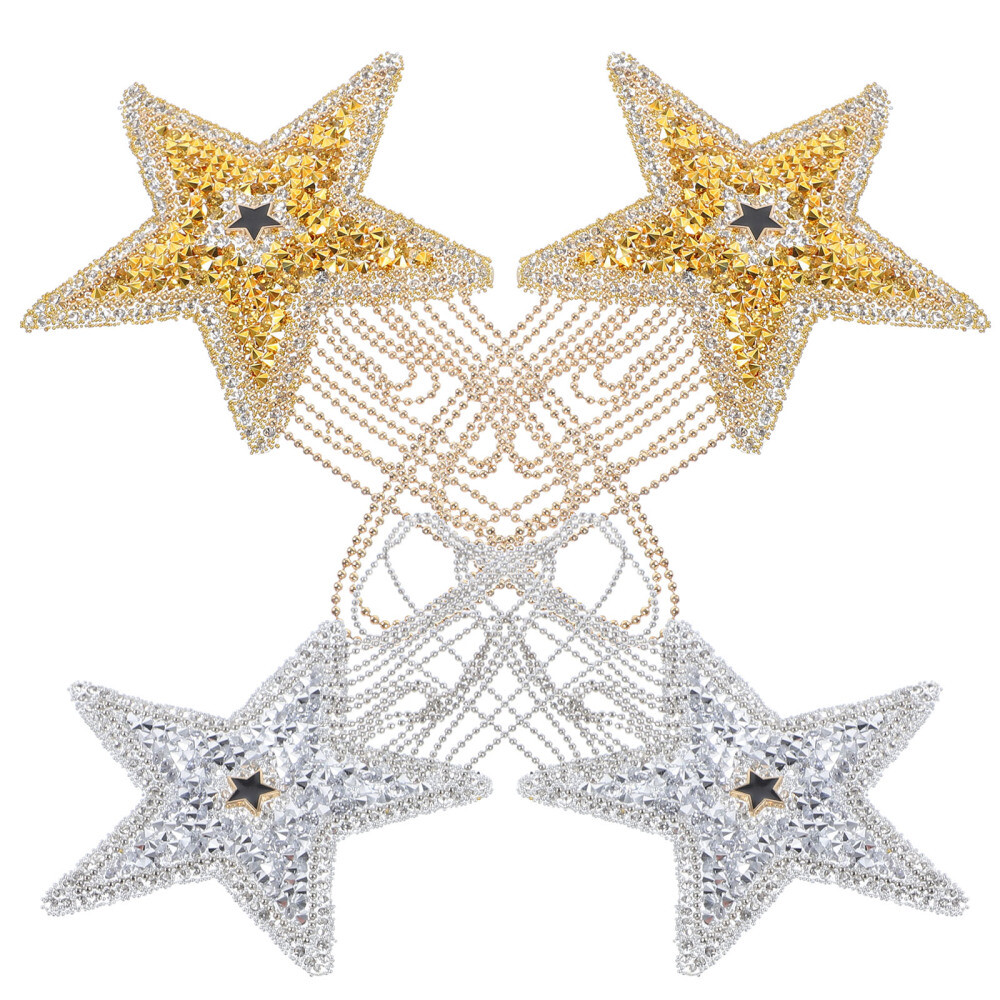 4 Pcs Tassel Rhinestone Patch Accessories Decorations Child