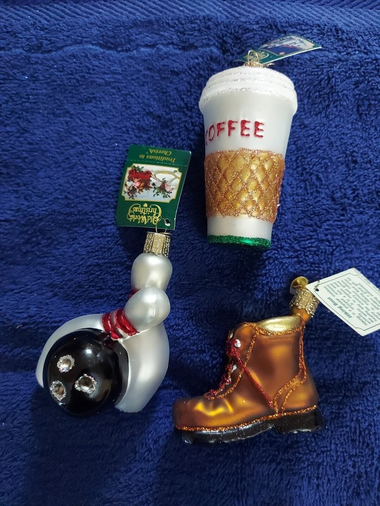 Old World Christmas Ornament, Coffee, Boot,bowling
