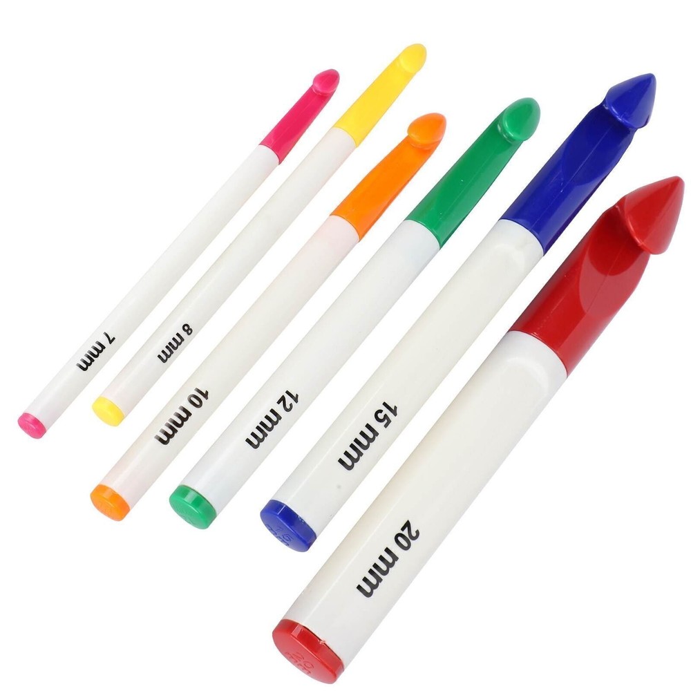 6Pcs Ergonomic Crochet Hook Set with Thick Needles for DIY Crafting