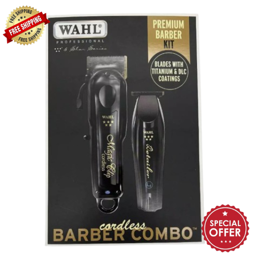 Wahl Cordless Barber Combo Black Magic Clip Clipper & Detailer Trimmer 3025397