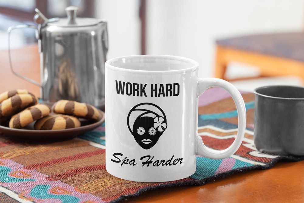 Masseuse Funny Coffee Mug Work Hard Spa Harder White Coffee Mug