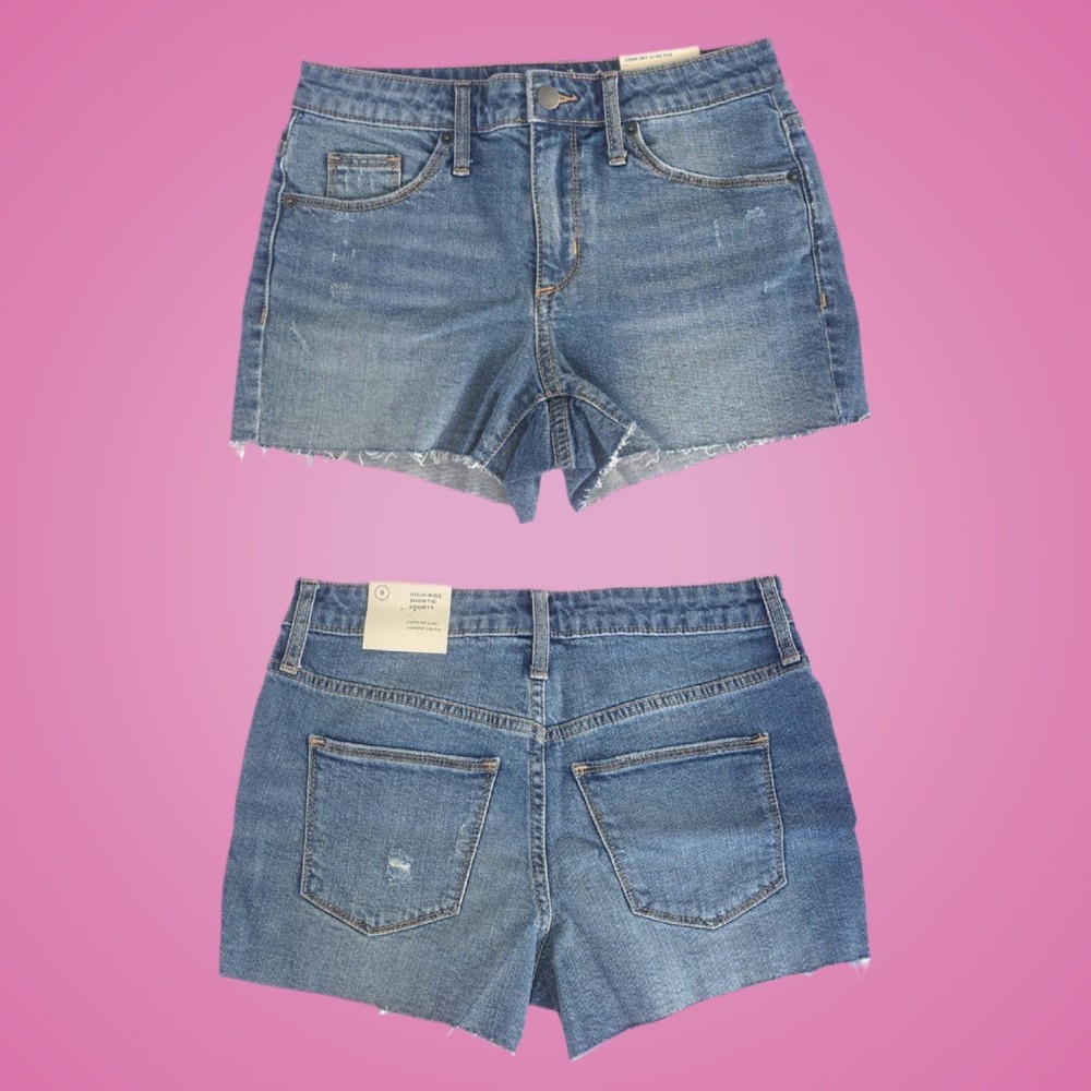 New Universal Thread Blue Jean Cut Off High Rise Shortie Shorts Size 0