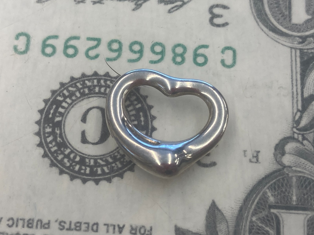 Tiffany & Co Elsa Peretti Sterling Silver Open Heart Pendant Necklace