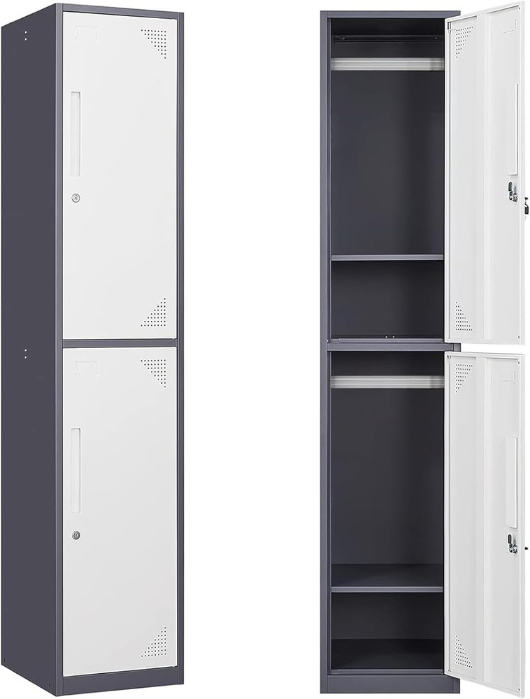 Metal Storage Cabinets with Lock Doors, Metal Garage Storage Cabinet, 2 Layers