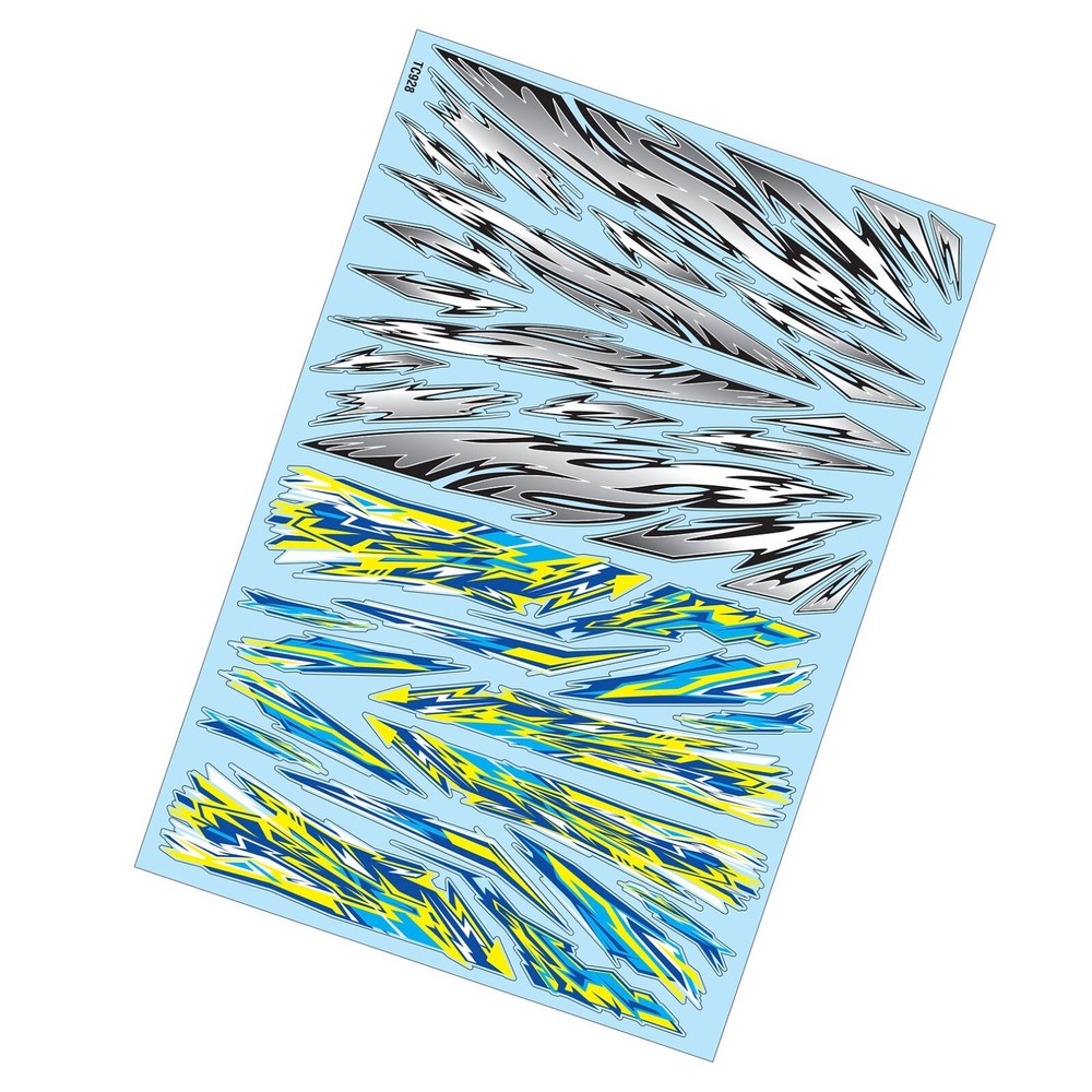 Body Enhancement decals Silver & multi -  Sticker Sheet A4 for 1:10 RC car truck