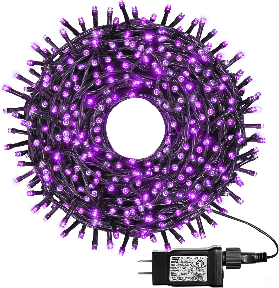 500 LED Purple Halloween Lights 164FT 8 Twinkle Modes Plug In Lights Waterproof
