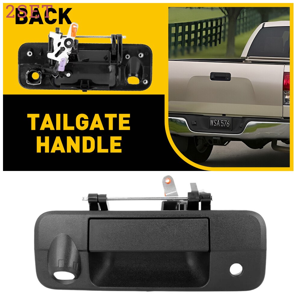2set Tailgate Latch Handle With Lock Hole Camera Hole For 2007-2013 Toyota Tundr