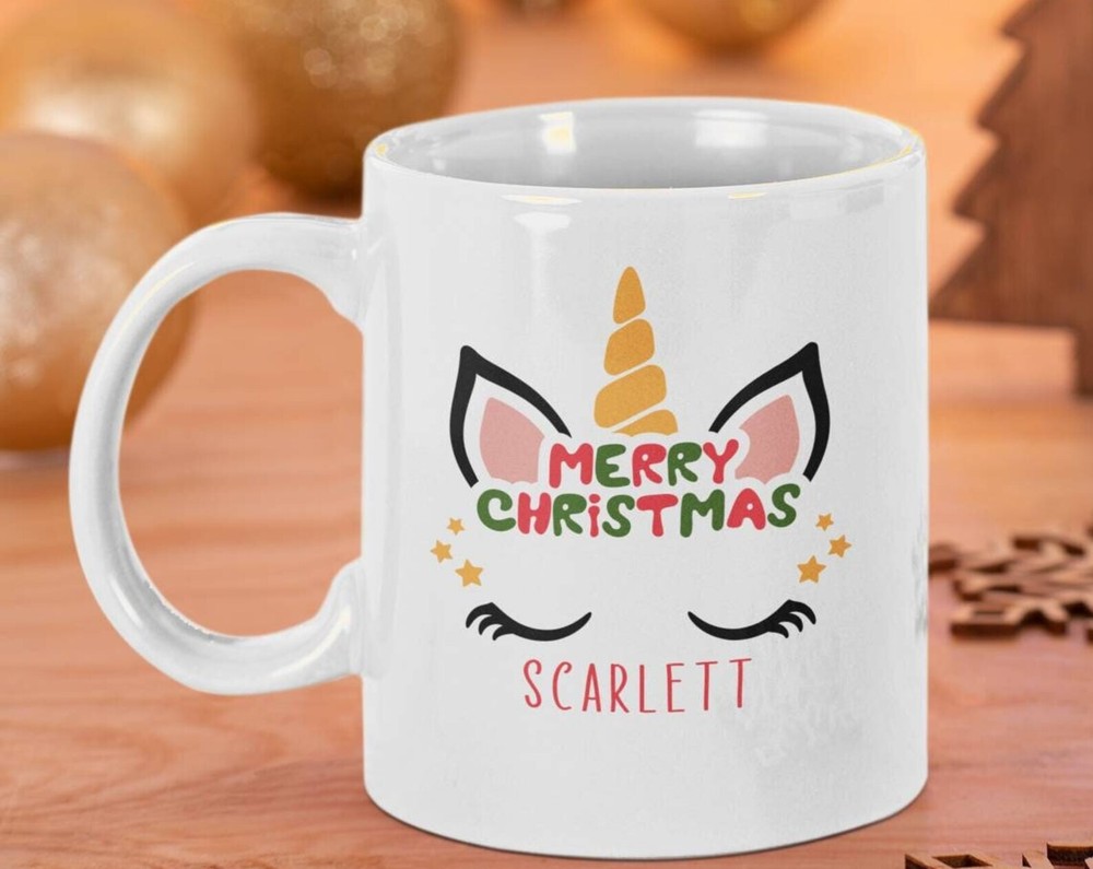 Personalized Unicorn Christmas Mug for Kids Hot Cocoa Secret Santa Gift