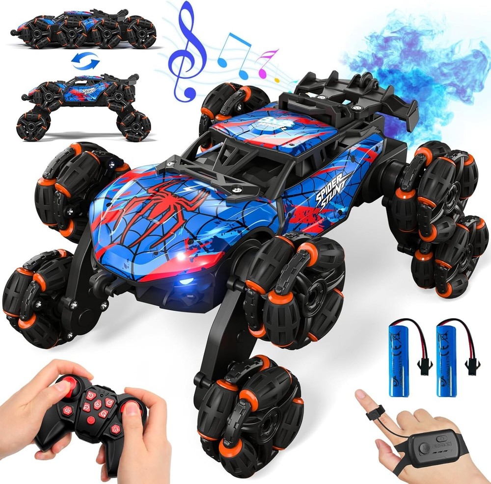 Double-Sided Climbing RC Stunt Car with Music & Spray - Perfect for Kids 6-13