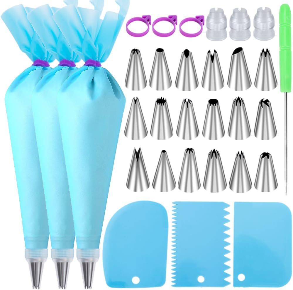 50-Piece Cake Decorating Kit with Reusable Piping Bags & Tips