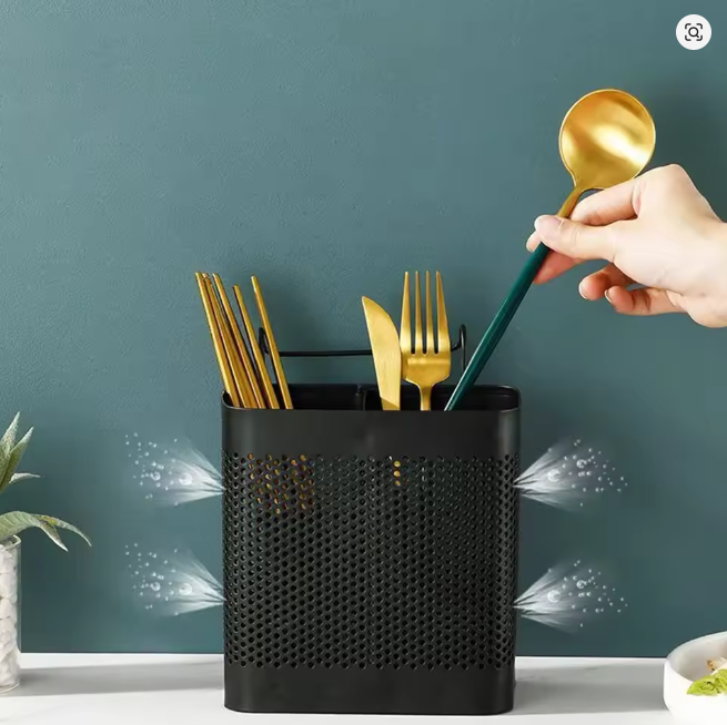 Stainless Steel Wall Mounted Chopstick Holder with Drain Rack