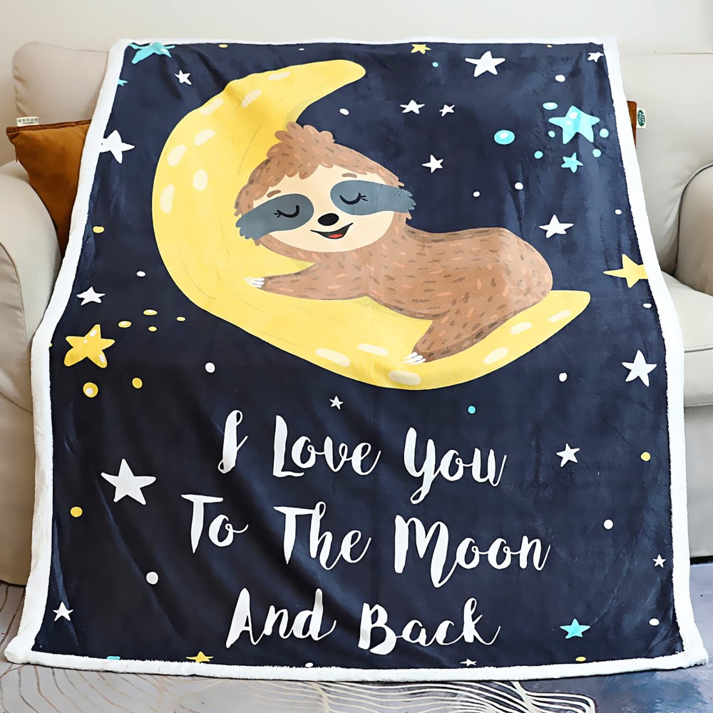 Sloth Blanket I Love You to The Moon and Back Blanket Sloth Gifts for Women G...