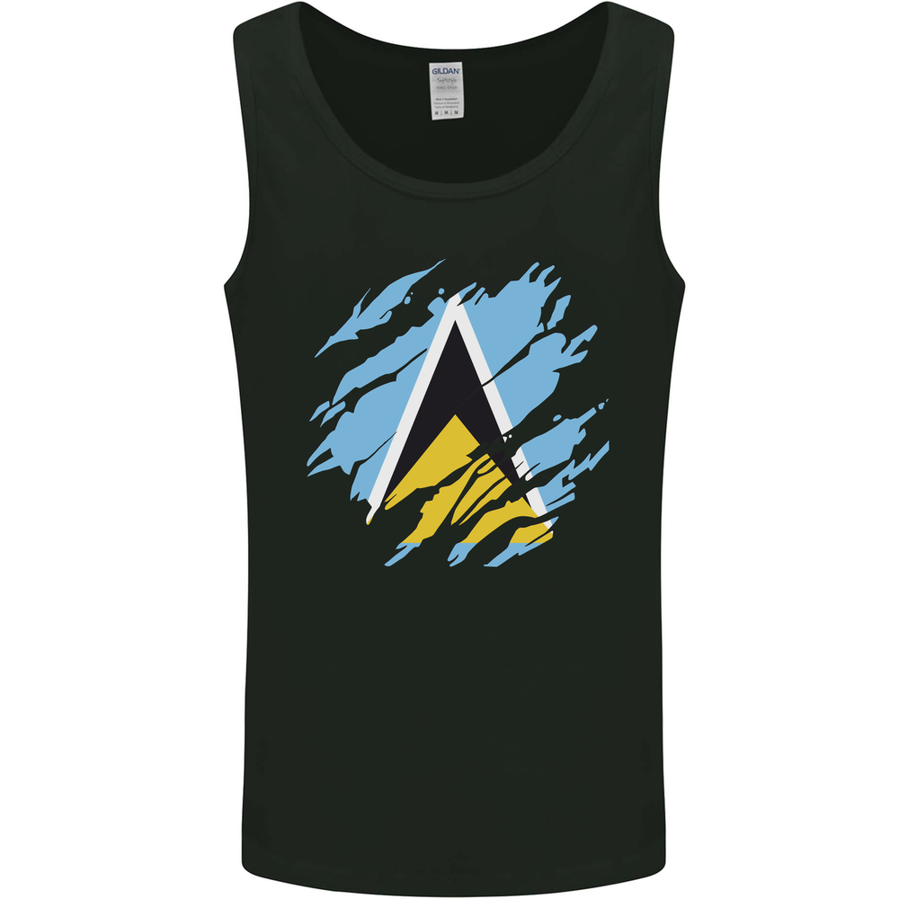 Torn Saint Lucia Flag Lucian Day Football Mens Vest Tank Top