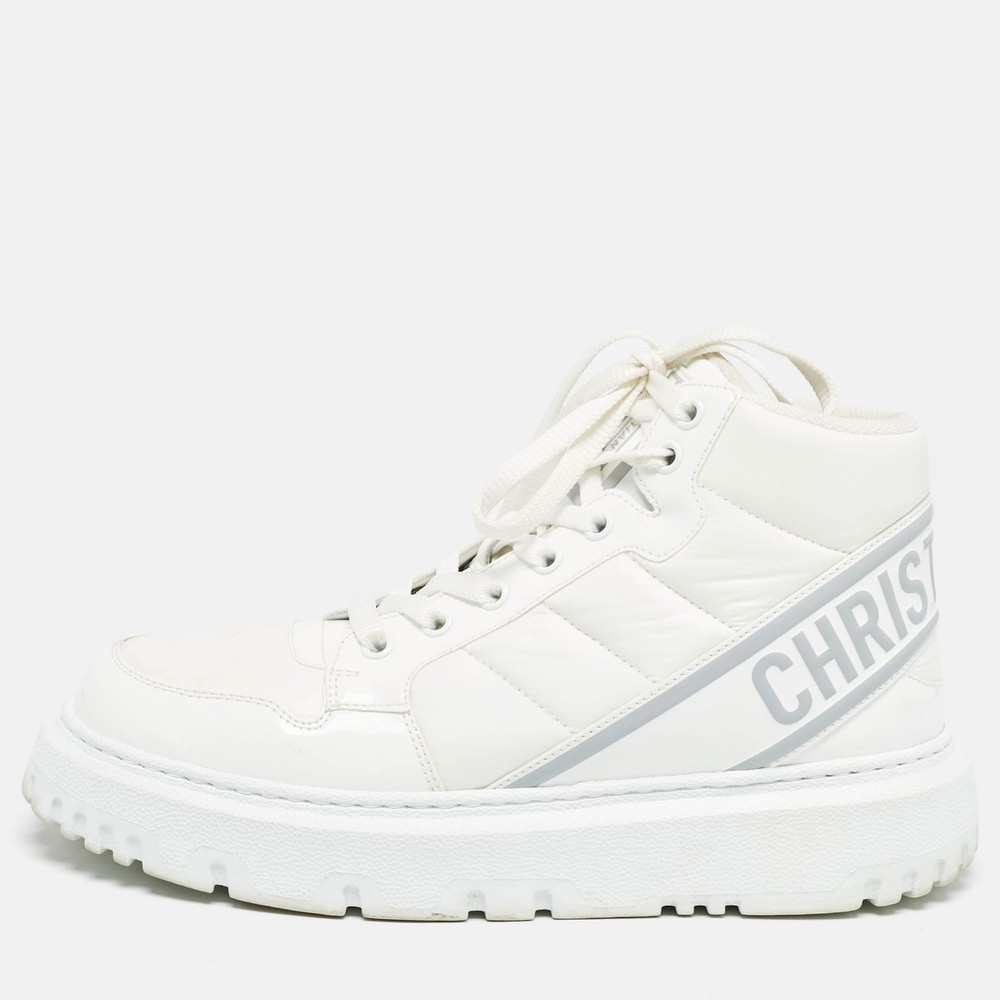 Dior White Mesh and Leather D-Player High Top Sneaker Size 37.5