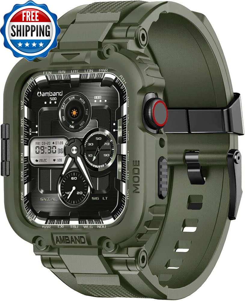 Bands Compatible with Apple Watch 9/8/7 45Mm, M1 Sport Series Rugged Case Protec
