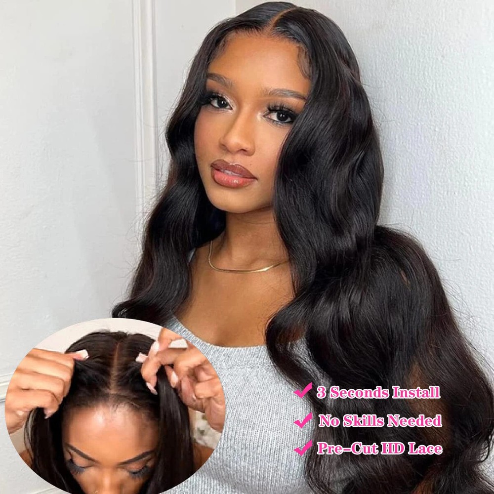 Preplucked Remy Human Hair Peruvian Body Wave 7x5 Glueless Lace Front Wig