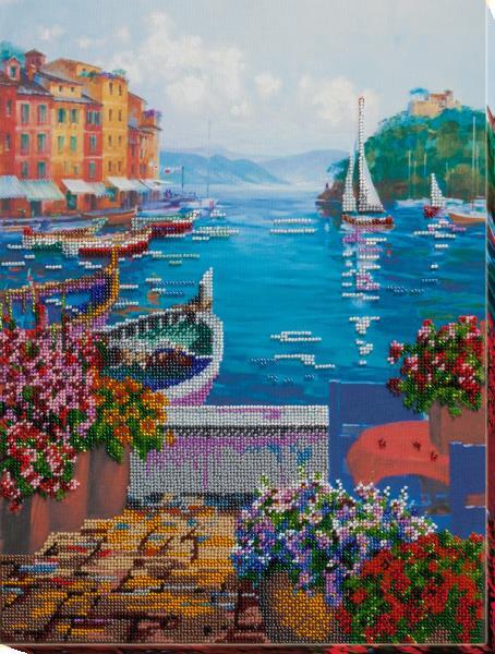 Bead embroidery kit Cozy corner needlework kit Art canvas beadwork pattern