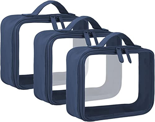 TSA Approved Toiletry Bag With Handle Strap, Clear Travel 5 - dark blue