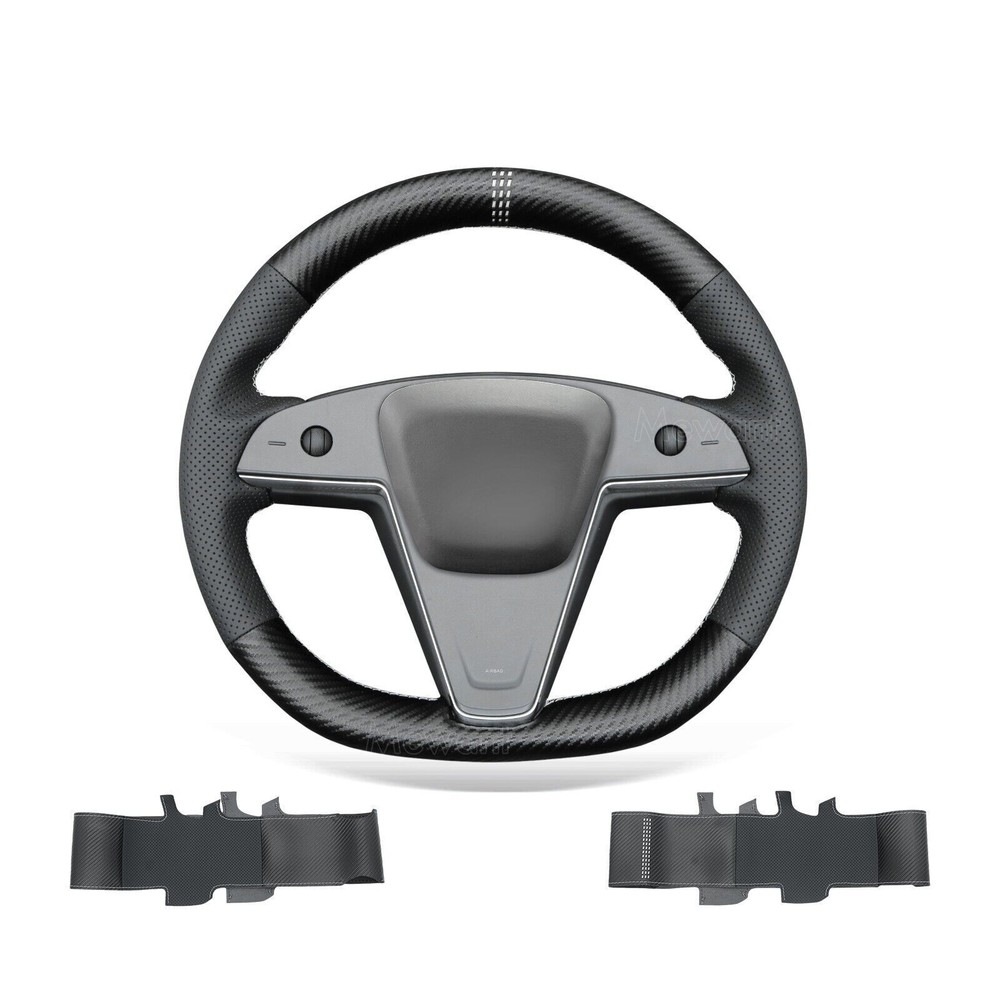 PU Carbon Fiber Artificial Leather Steering Wheel Wrap for Tesla Model S Model X
