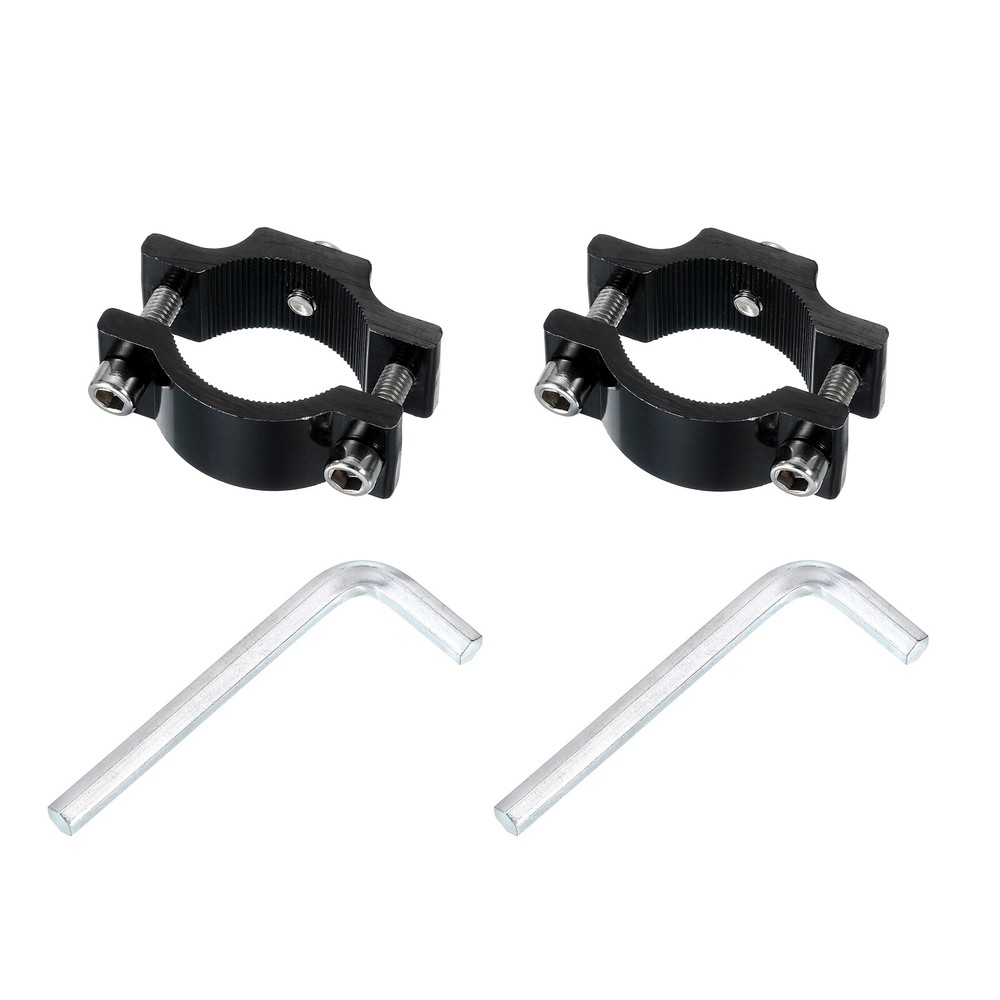 Motorcycle Tube Clamp, Bicycle Mount Bracket Fit for 18-35mm Tube, Black 2Pcs