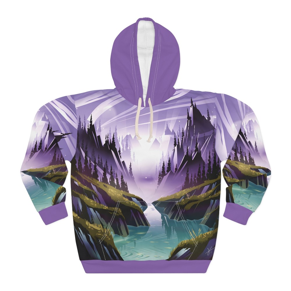 Obsidian Sky All-Over Print Pullover Hoodie Drawstring Outdoor Adventures Travel