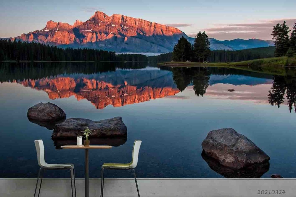 3D Mountain Forest Lake Landscape Wall Murals Wallpaper Murals Wall Sticker 5