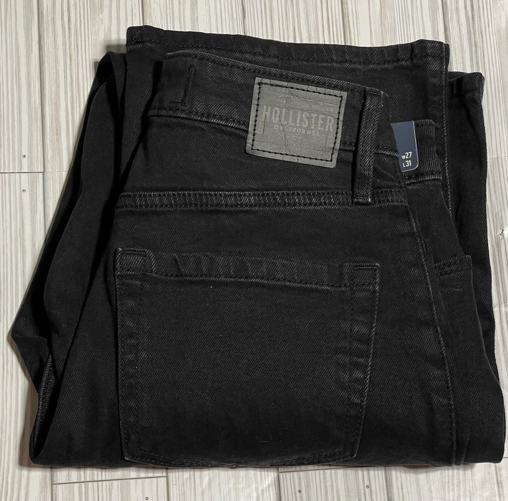NWT Hollister Ultra High Rise Dad Jean Black Denim 5R W27 31L Vintage Stretch
