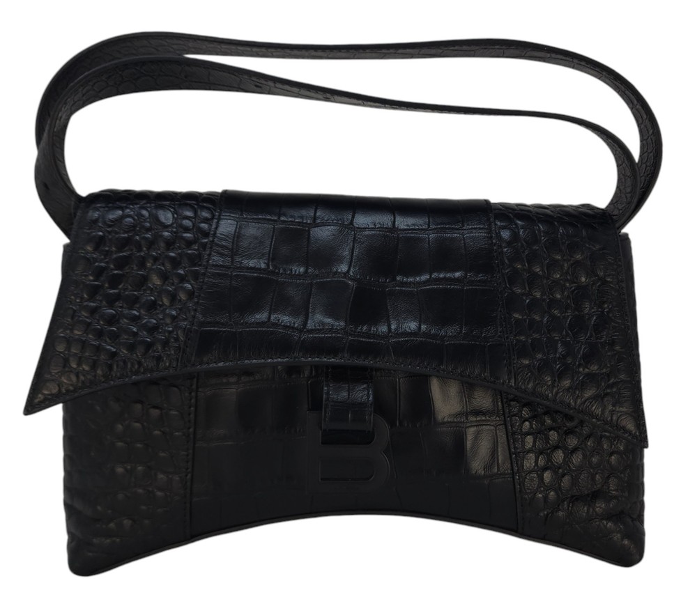 Balanciaga B Downtown XS Croc Embossed Bag Hourglass