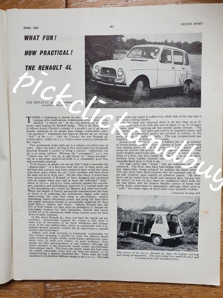 Vintage 60s Renault 4L classic car ad poster - perfect Father's Day or Christmas gift - 11x8.5 inches-image